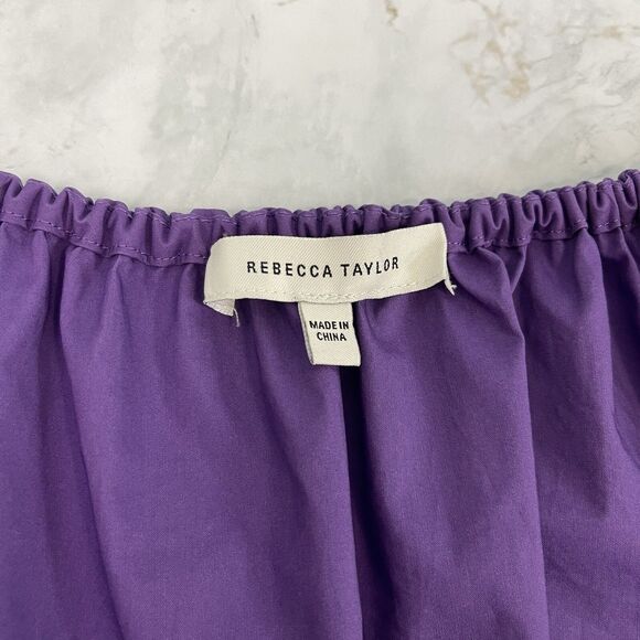 Rebecca Taylor Smocked Waist Midi Milkmaid Dress Small Purple Wimsigoth Grunge - Picture 10 of 16